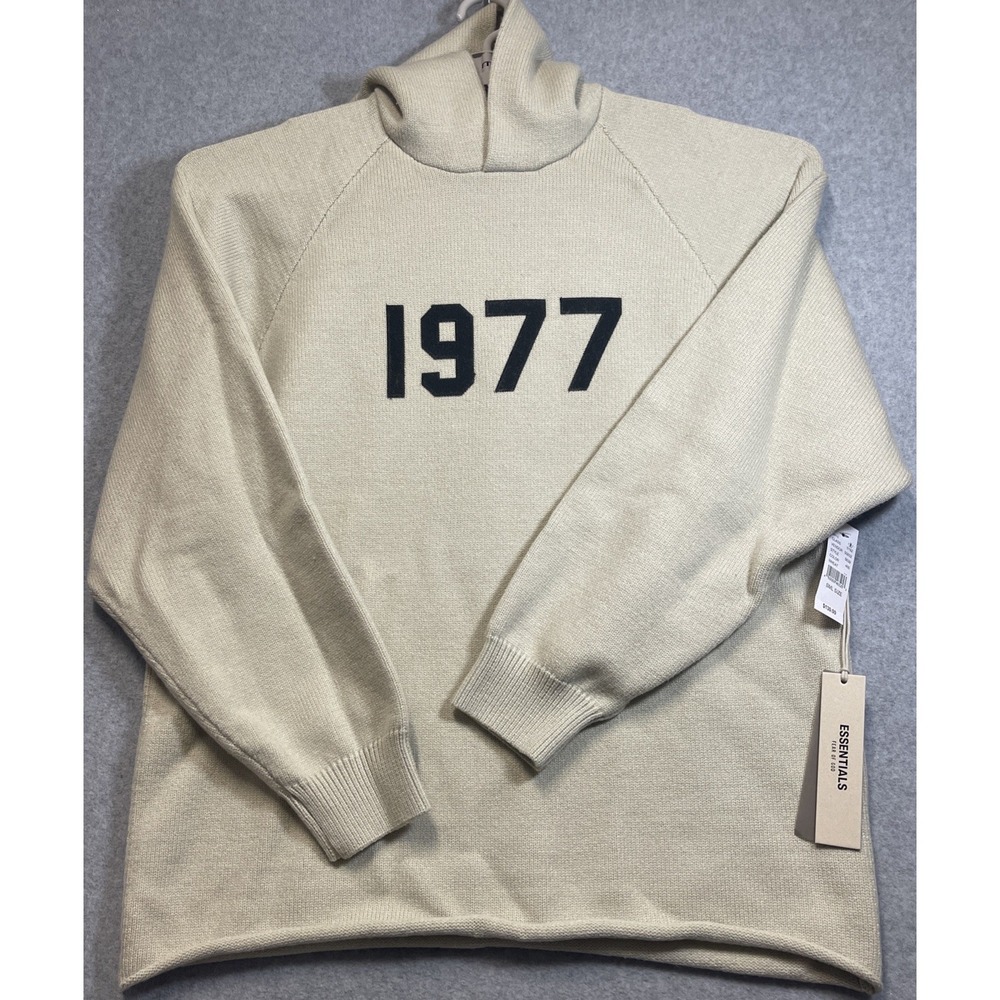 Essentials Fear Of God 1977 Men's Knit Sweater Hoodie Wheat Color Sz Small NWT